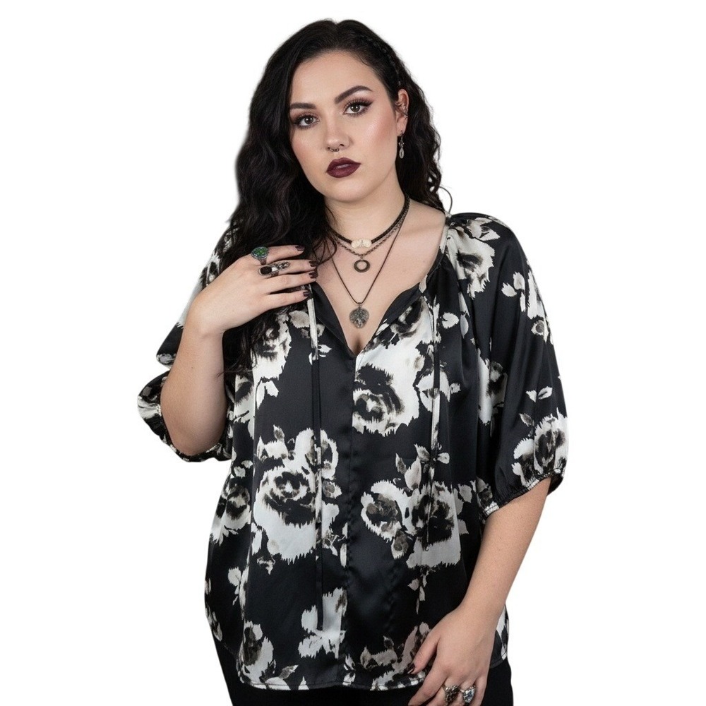 Simply Vera Vera Wang Womens Floral Whimsigoth Peasant Corpcore Office Siren XXL